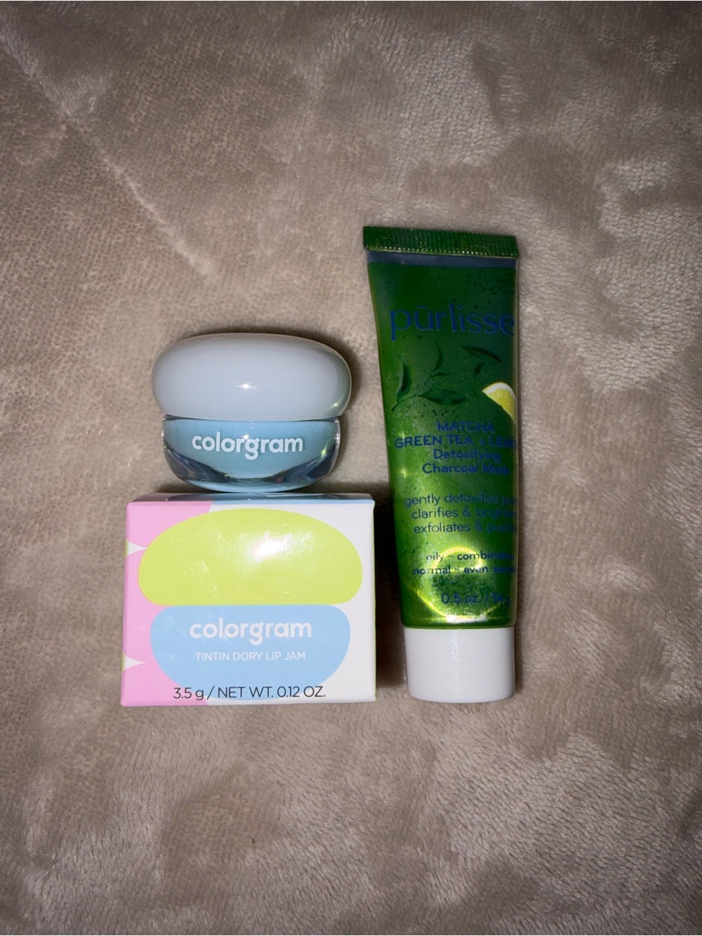 Purlisse Matcha Green Tea & Lemon Mask (Travel size) & Colorgram Lip Jam Bundle